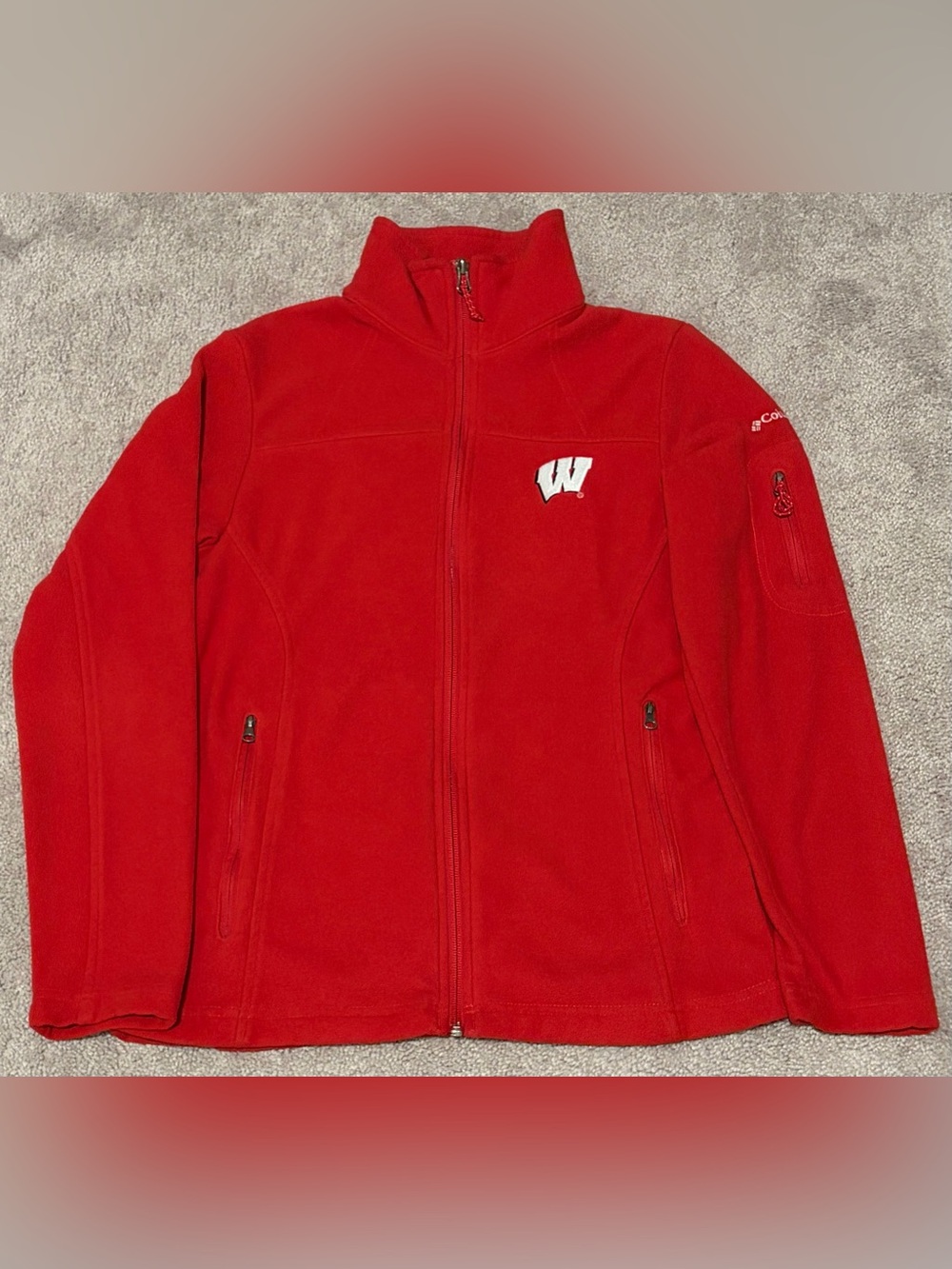 Wisconsin Badgers Jacket Women Small Red NCAA College Columbia Fleece Basketball